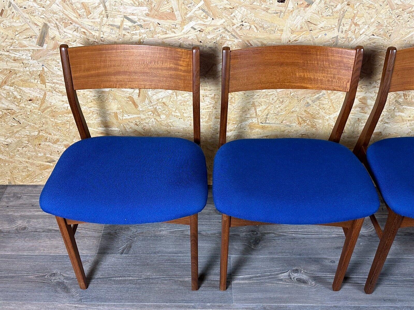 Fabric 4x 60s 70s Teak Chair Dining Chair Danish Modern Design Denmark For Sale