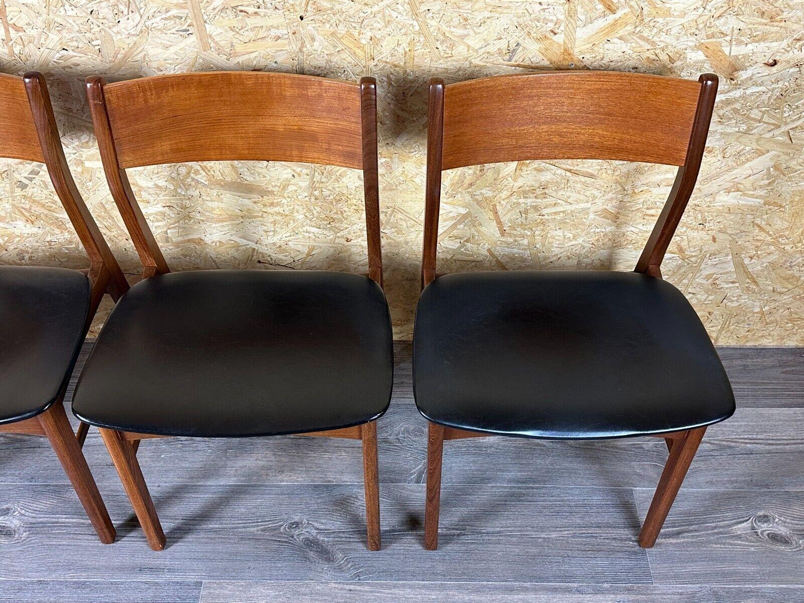 Imitation cuir 4x 60s 70s Teak Chair Dining Chair Danish Modern Design Denmark en vente