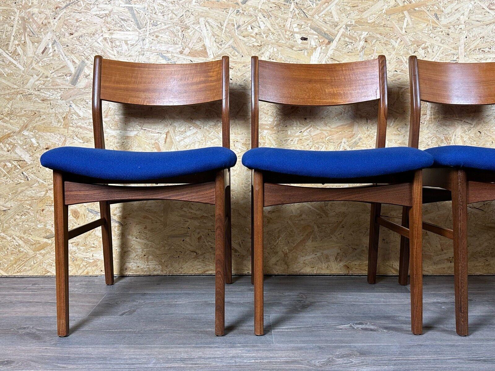 4x 60s 70s Teak Chair Dining Chair Danish Modern Design Denmark For Sale 1