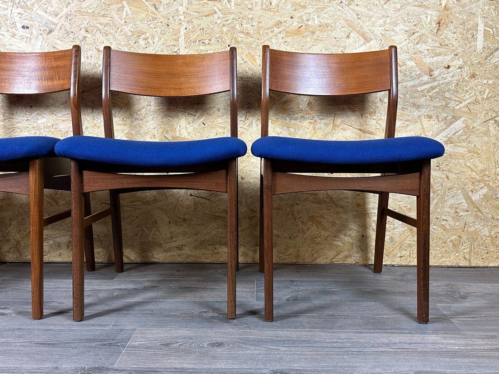 4x 60s 70s Teak Chair Dining Chair Danish Modern Design Denmark For Sale 3
