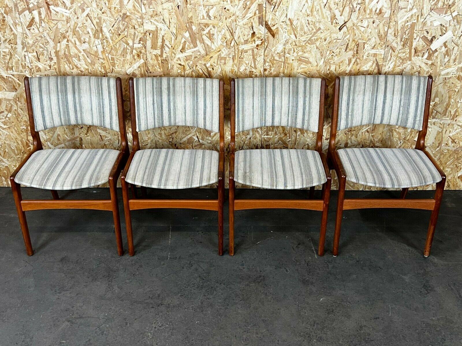 Danois Chaises 4x 60s 70s en teck Chaise de salle à manger Chaise Henning Kjaernulf Danemark 60s en vente