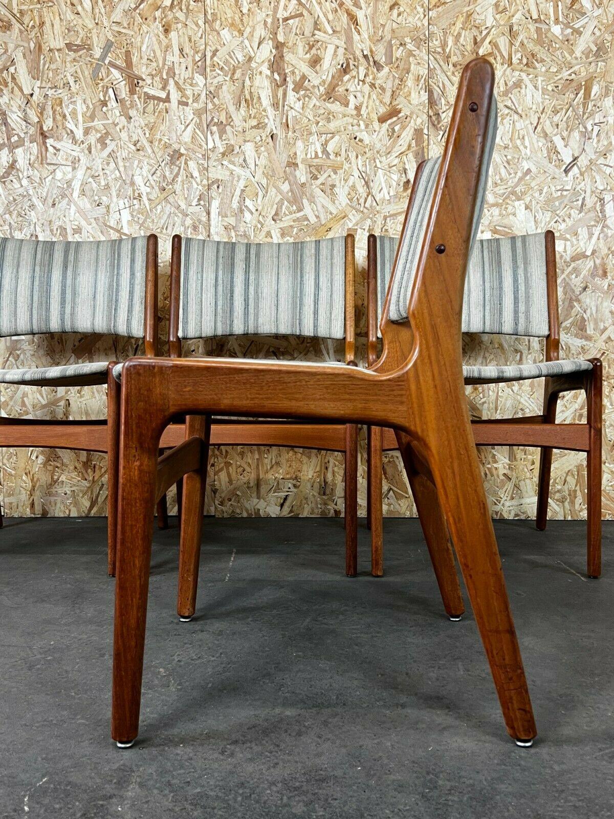Chaises 4x 60s 70s en teck Chaise de salle à manger Chaise Henning Kjaernulf Danemark 60s en vente 2