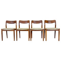 4x 60s 70s Chaises en teck Chaise Johannes Andersen pour Uldum Møbelfabrik