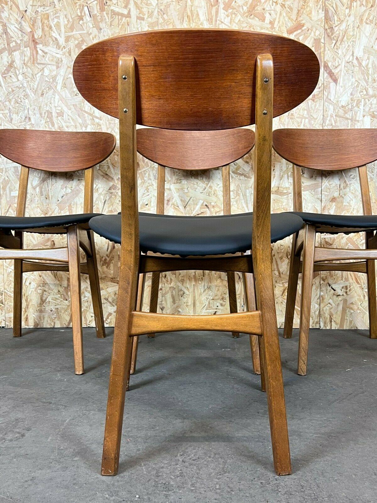 4x 60s 70s Teak Chairs Dining Chair Danish Modern Design 60s For Sale 1
