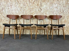 4x 60s 70s Teak Chairs Dining Chair Danish Modern Design 60s