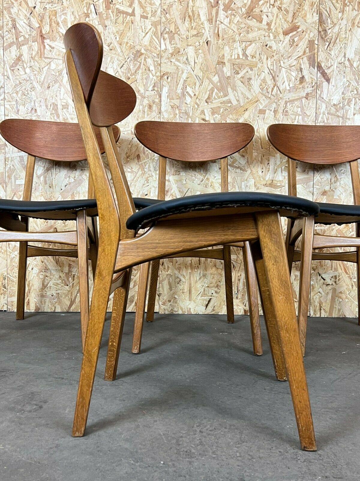 Late 20th Century 4x 60s 70s Teak Chairs Dining Chair Danish Modern Design 60s For Sale