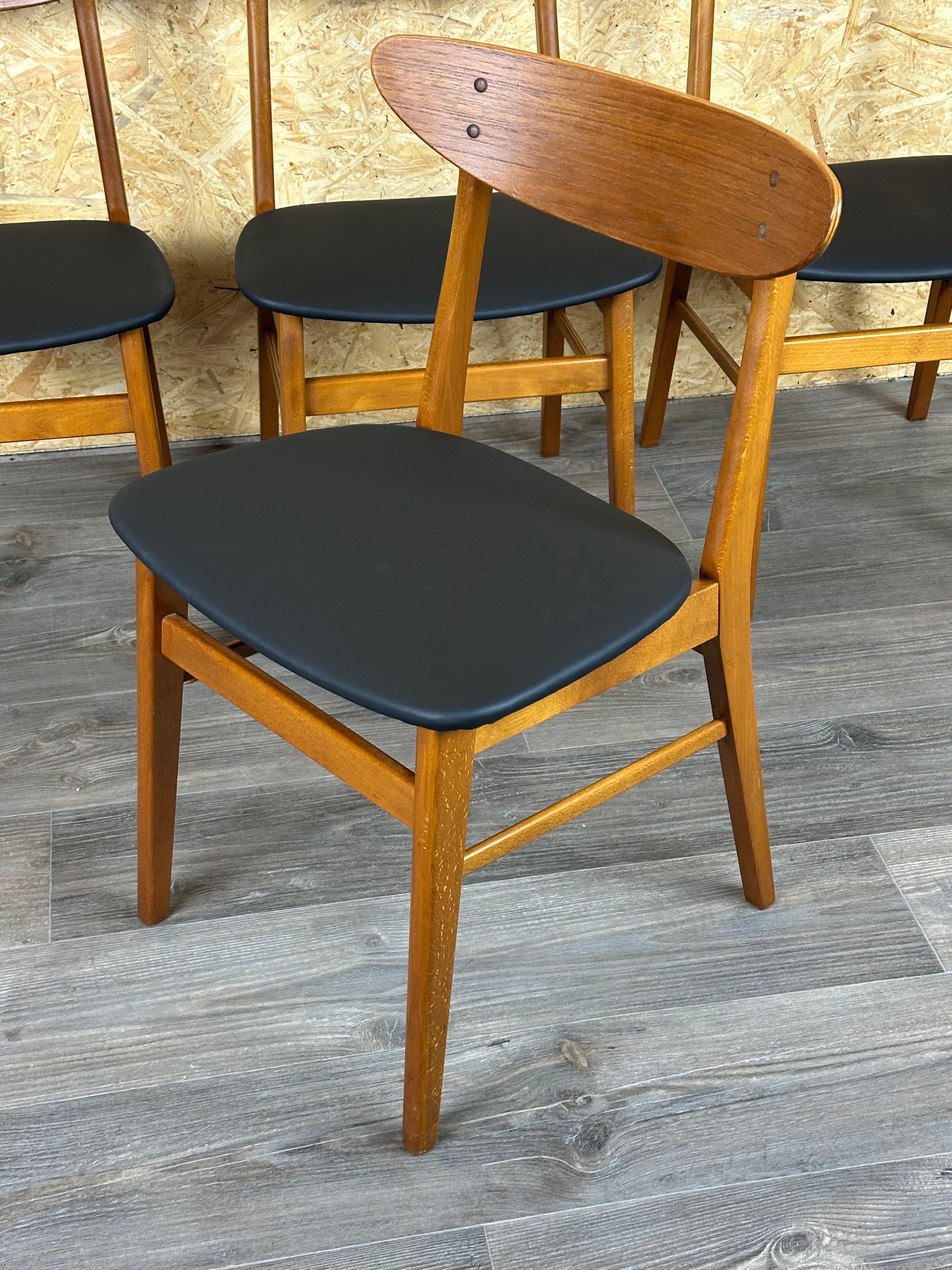 4x 60s 70s Sillas de Comedor de Teca Diseño Moderno Danés en venta 5