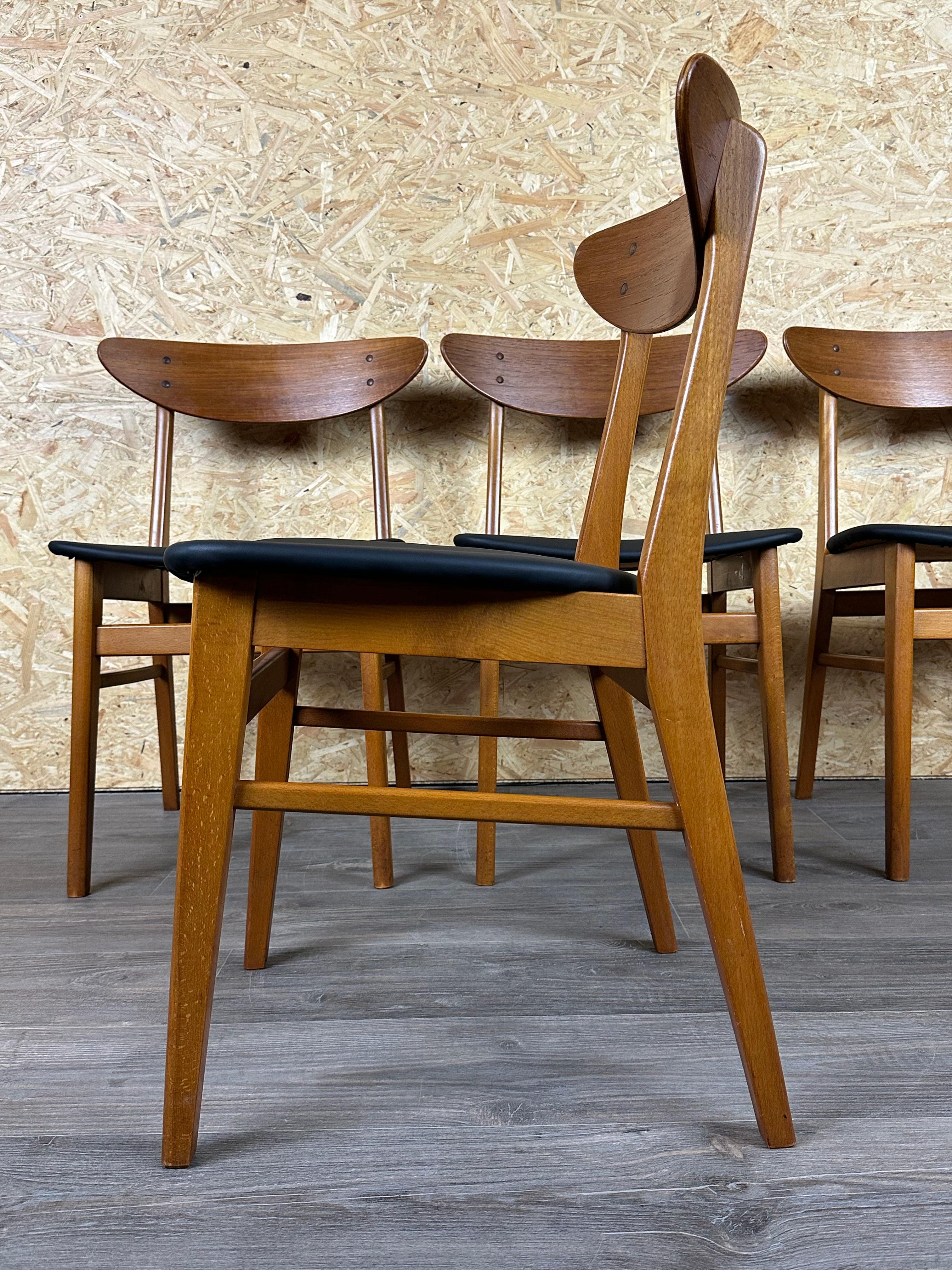 4x 60s 70s Sillas de Comedor de Teca Diseño Moderno Danés en venta 8