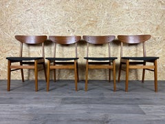4x 60s 70s Teak Dining Room Chairs Danish Modern Design