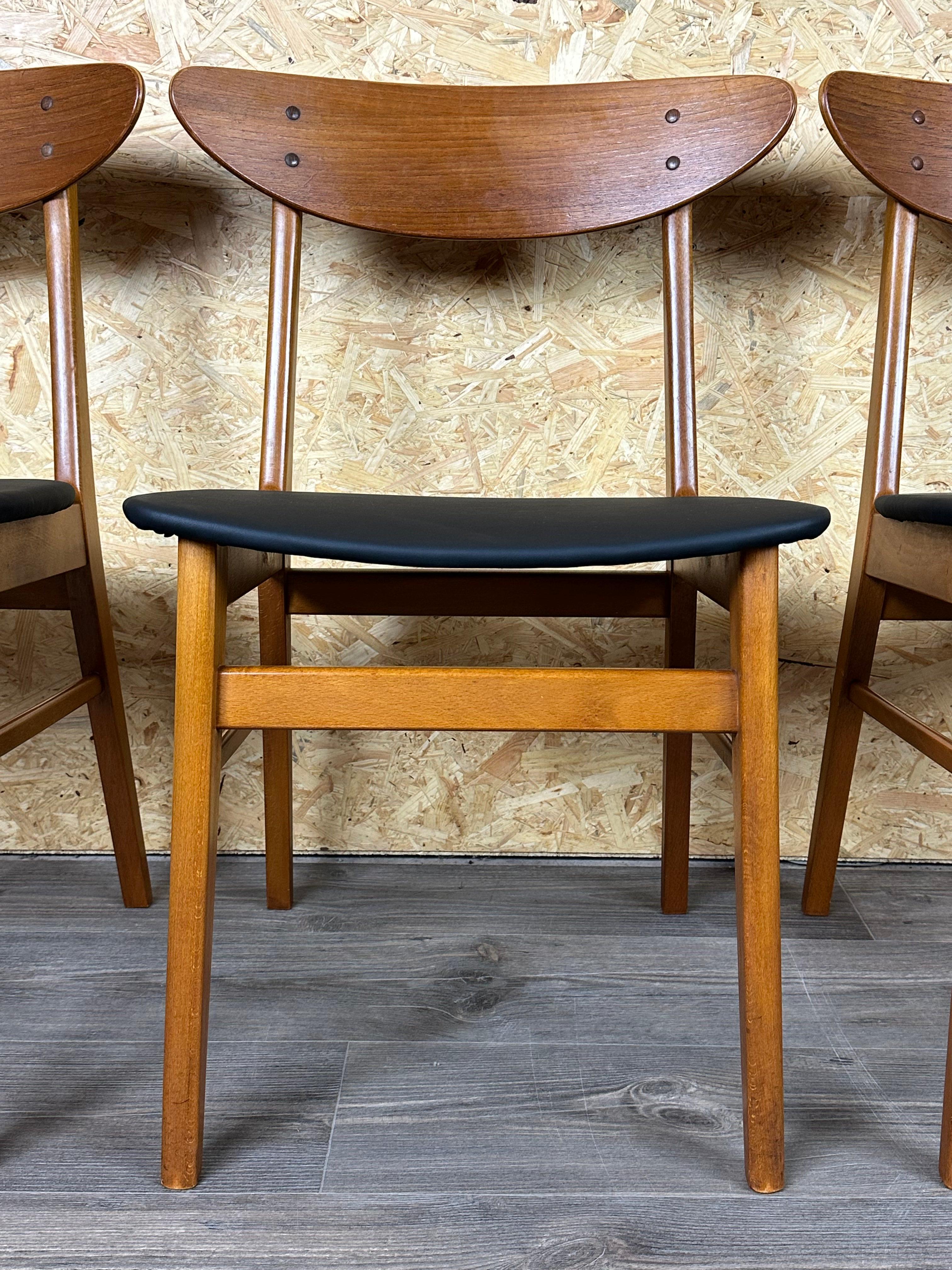 4x 60s 70s Sillas de Comedor de Teca Diseño Moderno Danés en venta 2