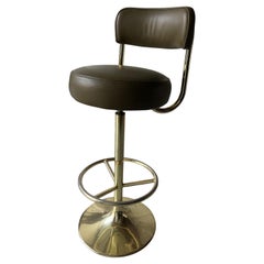 4X Börje Johanson Swivel Bar Stools in Brass, Sweden, circa 1960
