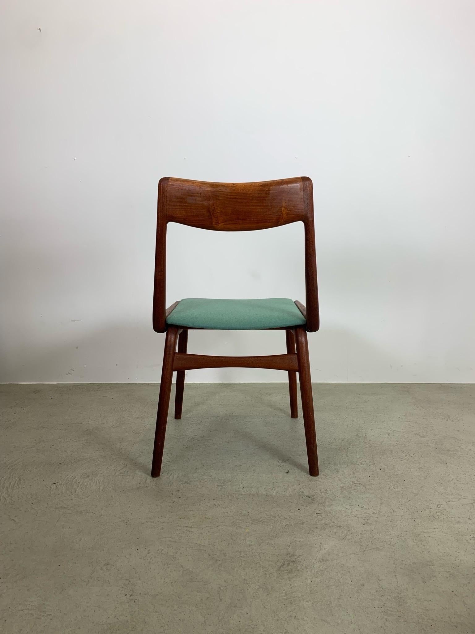 4x dänische Boomerang-Stühle aus Teakholz von Alfred Christensen, 1950er Jahre, restauriert im Angebot 6