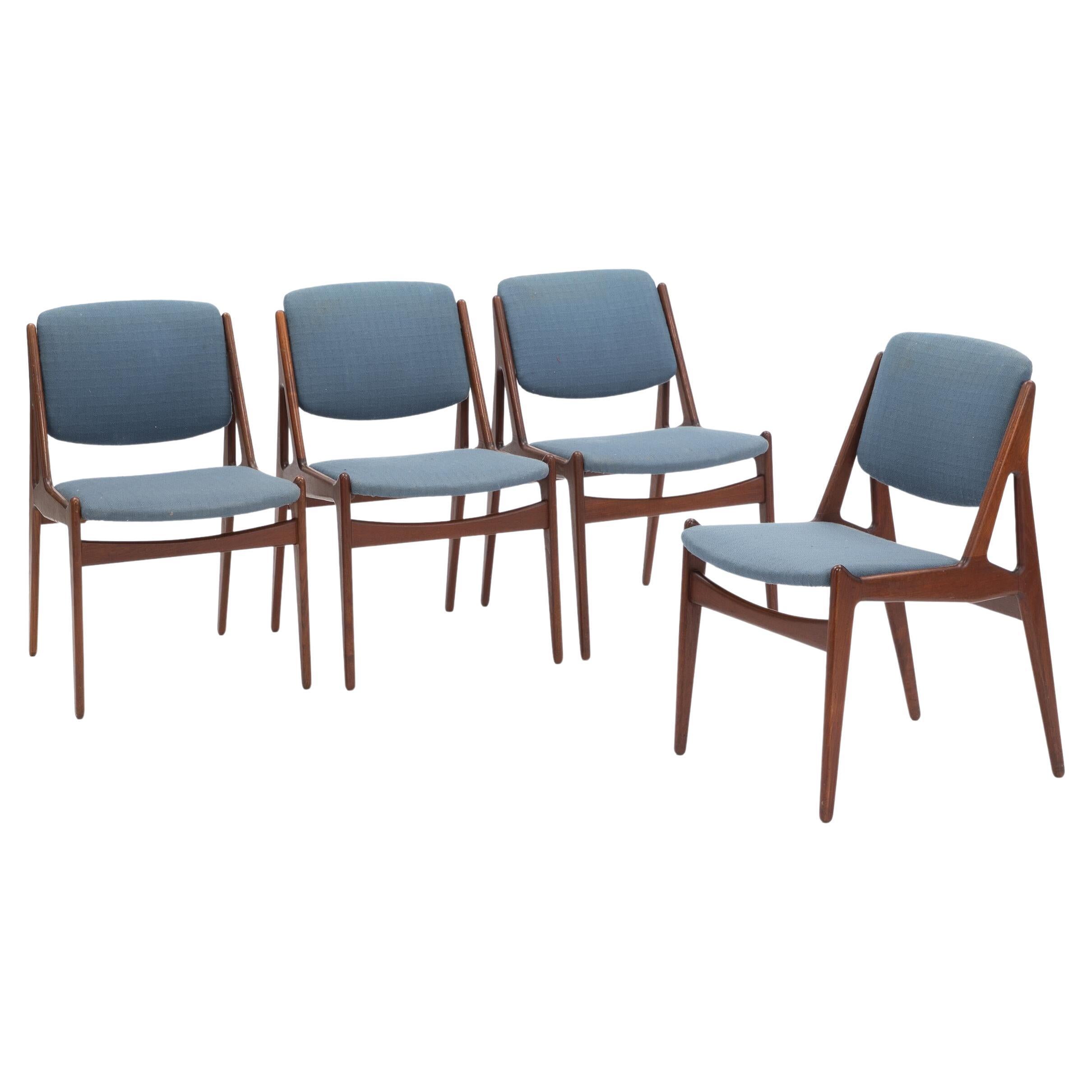 4x Danish Teak Dining Chairs by Arne Vodder, 1950s For Sale