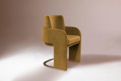 4x Dining Chair Odisseia with Soft Papaye Cotton Velvet and Brass