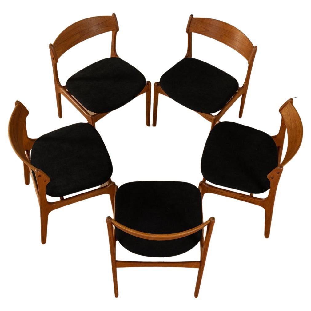 4x Erik Buch dining chairs for O.D. Mobler, 1950s For Sale