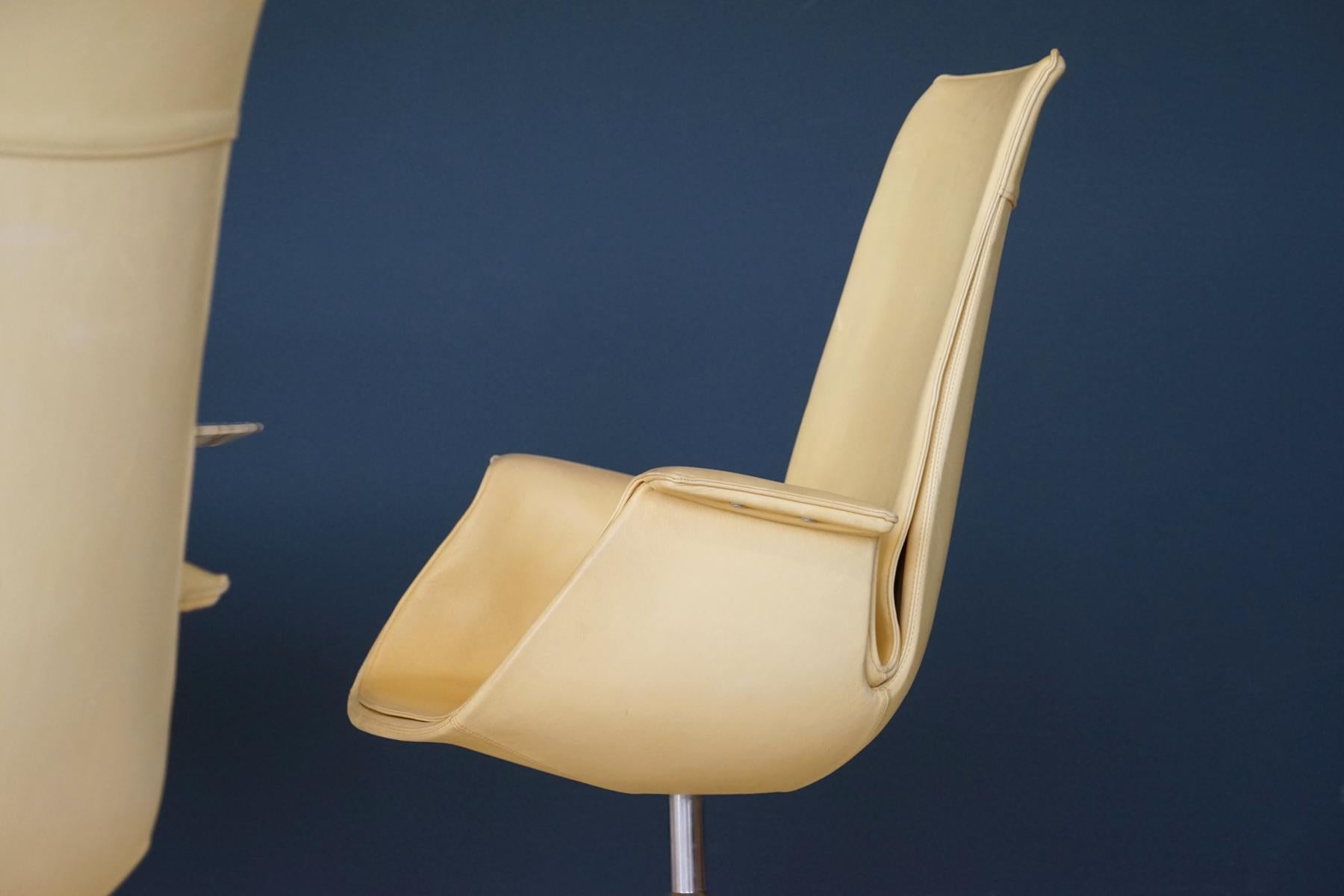 Steel FK 6725 Fabricius & Kastholm for Kill International Tulip Chair Leather