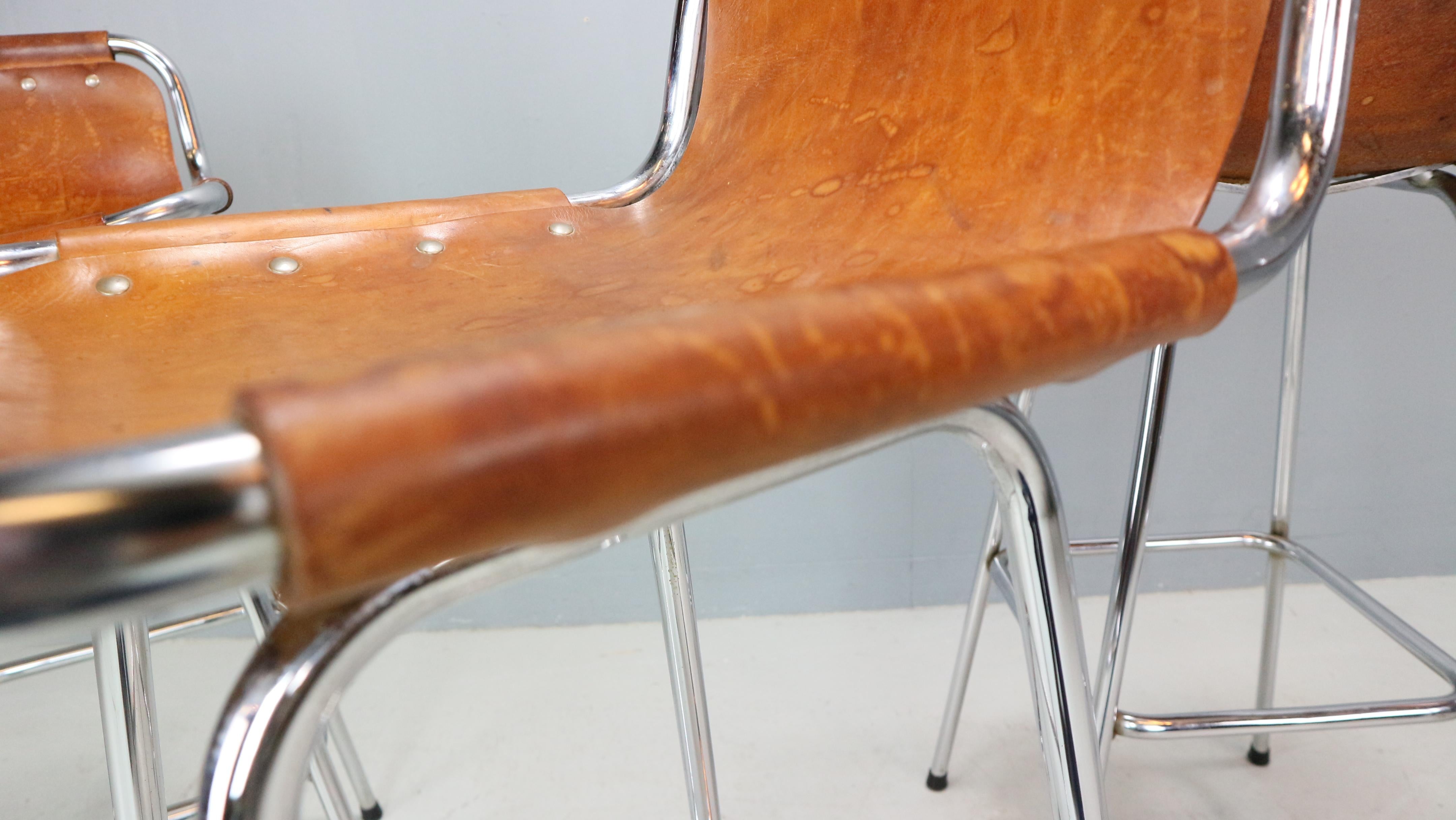 4x Leather Bar Stool for Les Arc Ski Resort, Selected by Charlotte Perriand 7