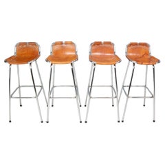 4x Leather Bar Stool for Les Arc Ski Resort, Selected by Charlotte Perriand