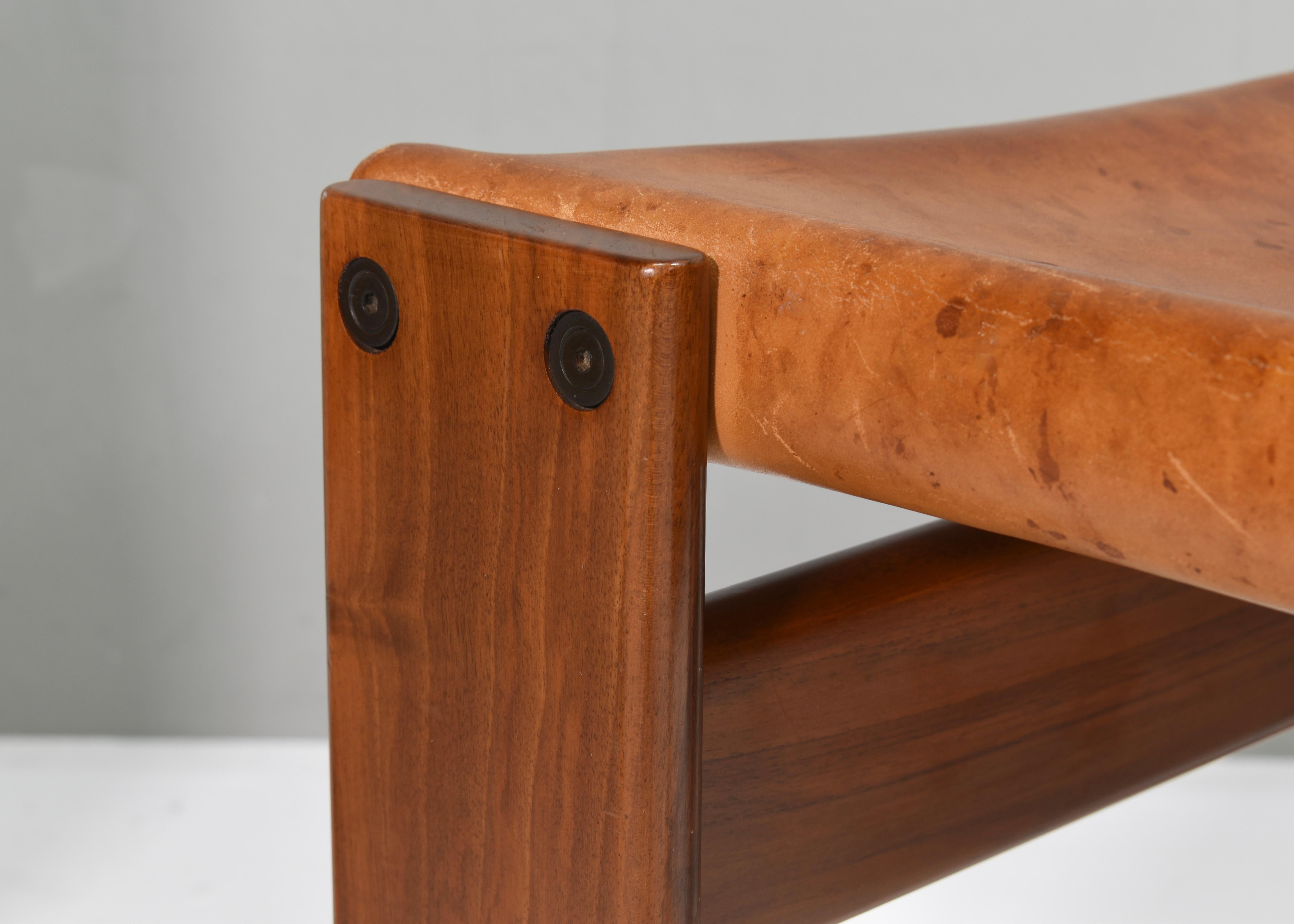 4x Monk Chairs in Cognac Tan Leather by Afra & Tobia Scarpa, Molteni, Italy 1974 For Sale 12