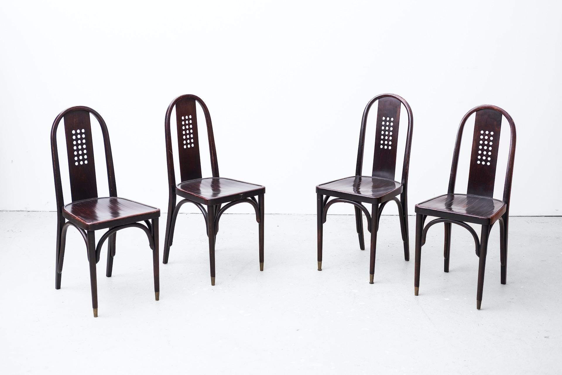 4x Original Jugendstil-Stuhl, Entw: J. Hoffmann zugeschrieben, Ausf: J.&J. Kohn im Angebot 4