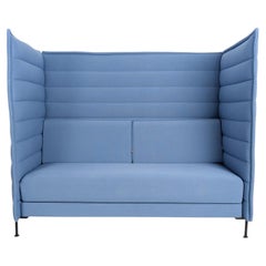 4x Original Vitra Alcove Highback Zweisitzer Sessel blau Bürosofa
