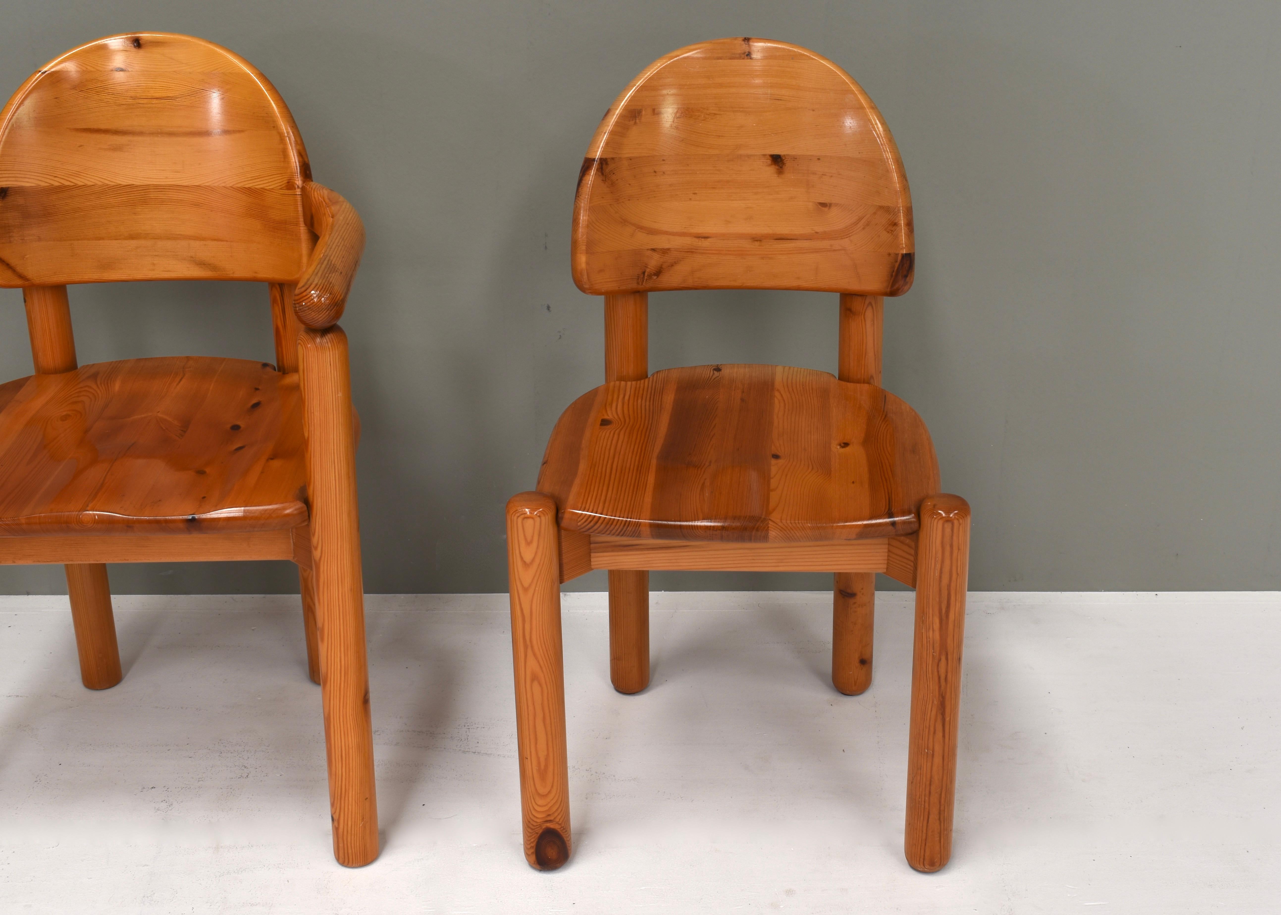 4x Rainer Daumiller Pinewood Dining Chairs for Hirtshals, Denmark, circa 1970 For Sale 1