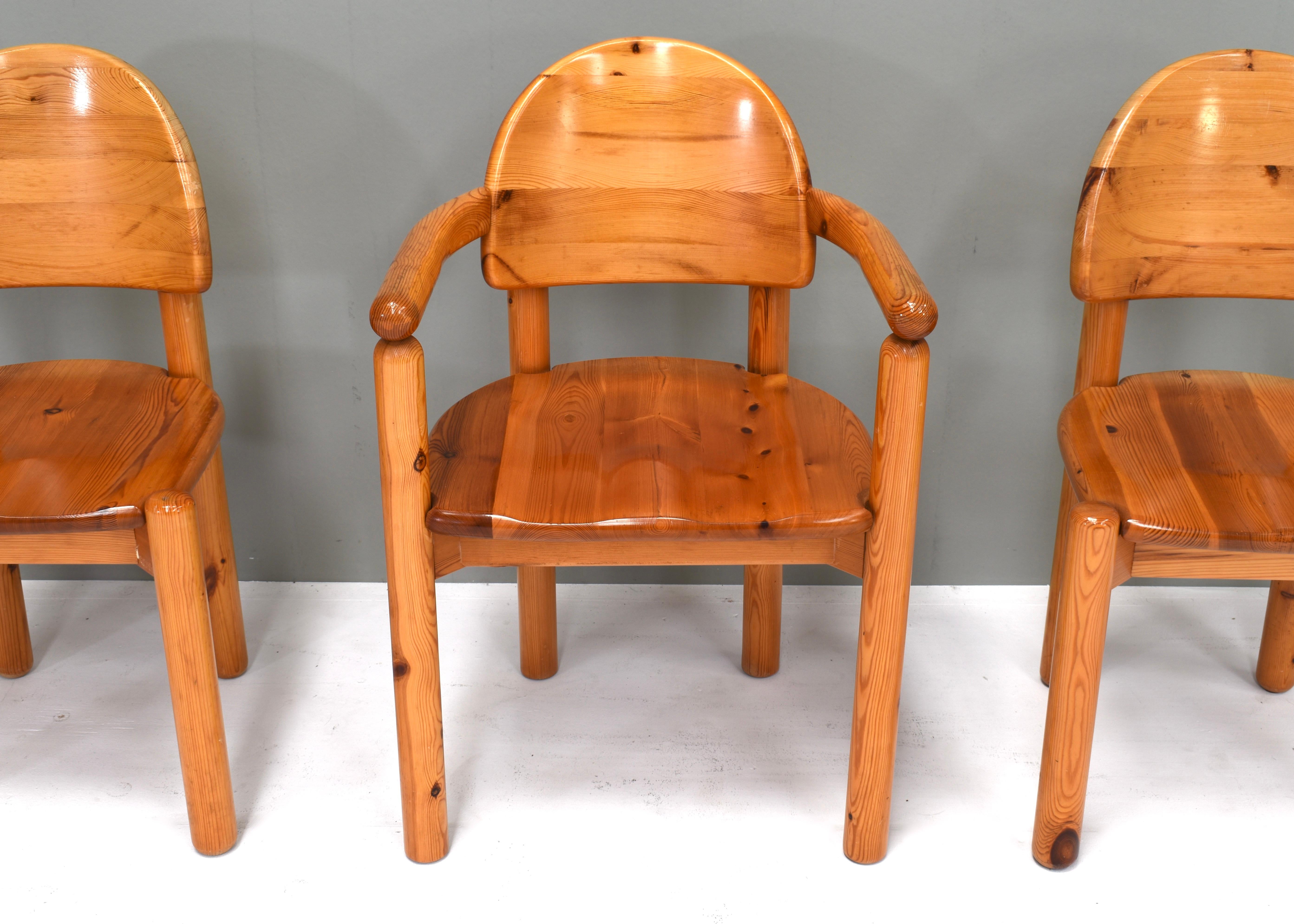 4x Rainer Daumiller Pinewood Dining Chairs for Hirtshals, Denmark, circa 1970 For Sale 2