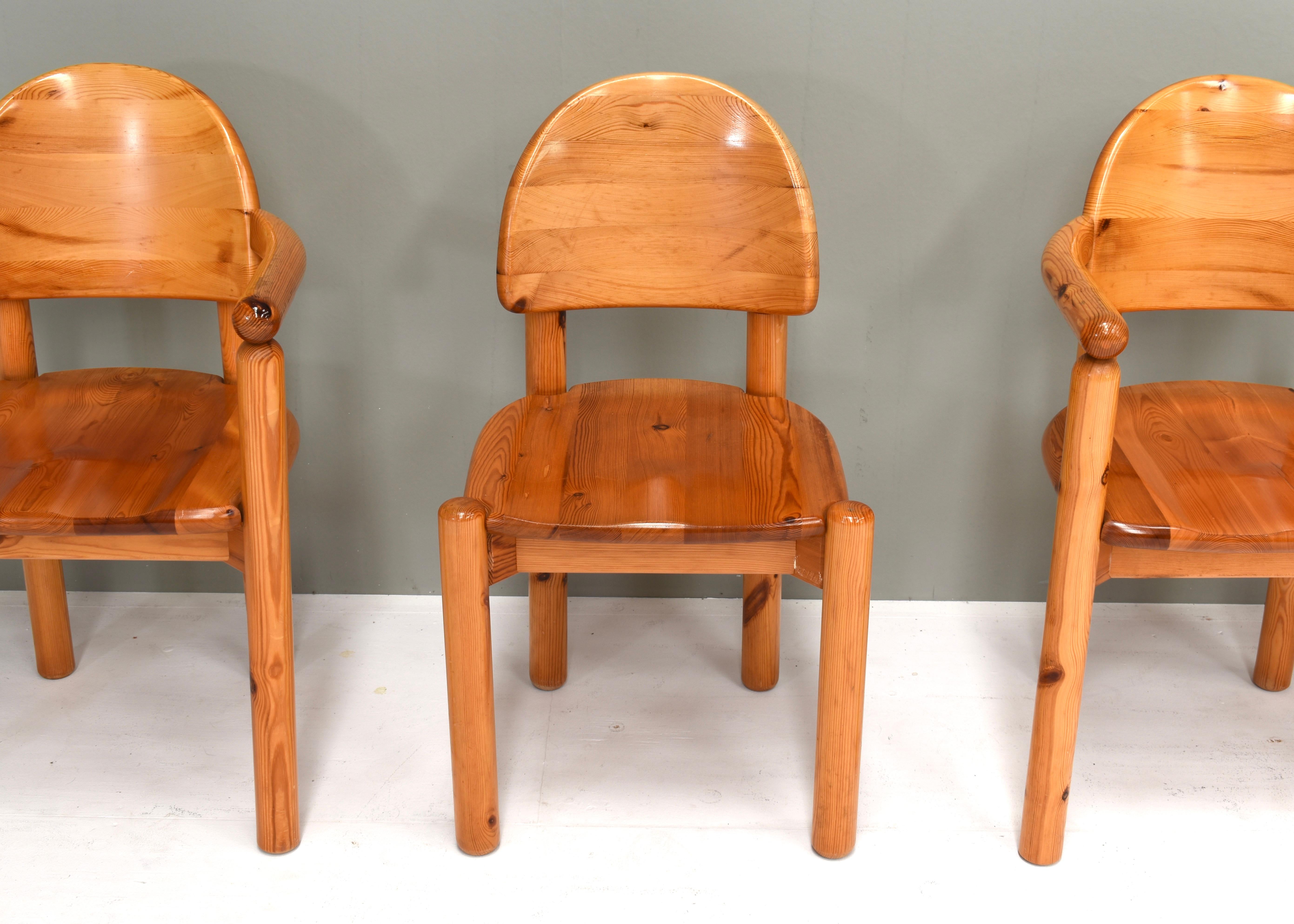 4x Rainer Daumiller Pinewood Dining Chairs for Hirtshals, Denmark, circa 1970 For Sale 3