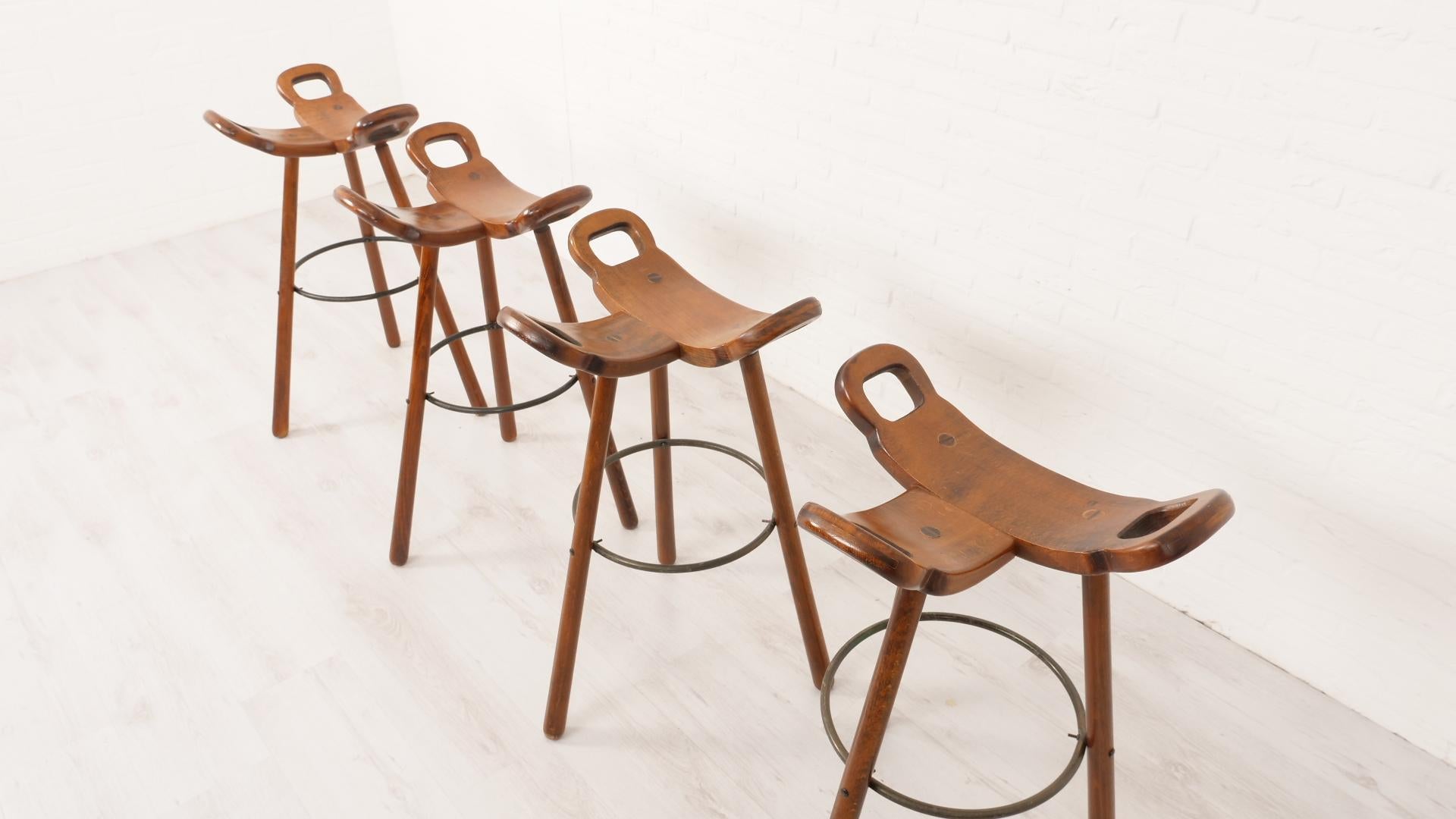 Teak 4x Sergio Rodrigues Marbella bar stool