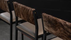 4x SHAKER Counter Stools by AMBROZIA, Cowhide, Premium Vinyl & Walnut