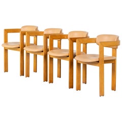 4x Vintage Dining Chairs in solid Pine - 1970 Italy à la Scarpa Savini Pozzi 4x Vintage Dining Chairs in solid Pine - 1970 Italy à la Scarpa Savini Pozzi