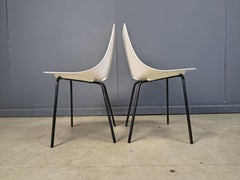 4x Sillas Tonneau Vintage Diseño De Pierre Guariche, Años 80