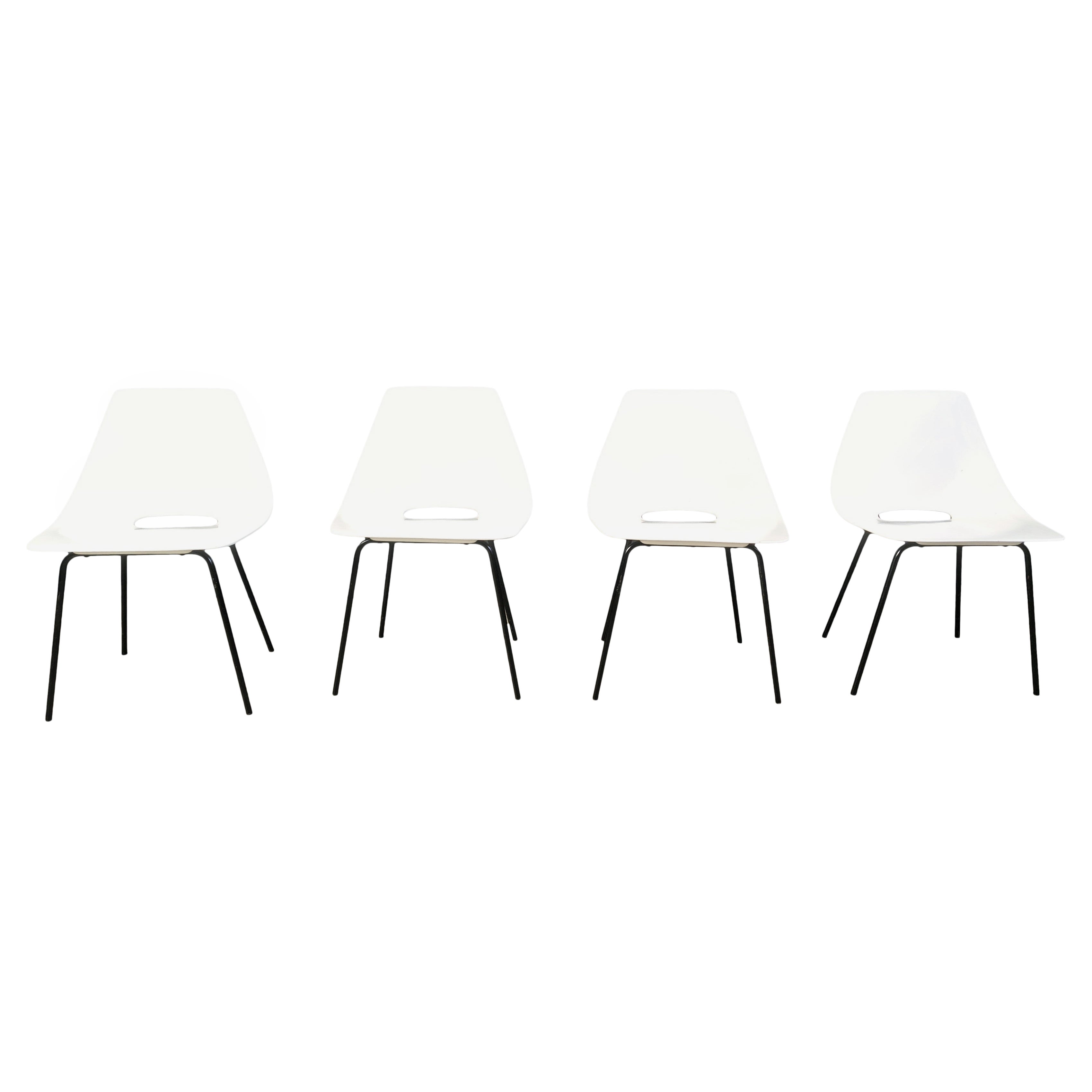 4x Vintage Tonneau Chairs Design By Pierre Guariche, 1980s For Sale