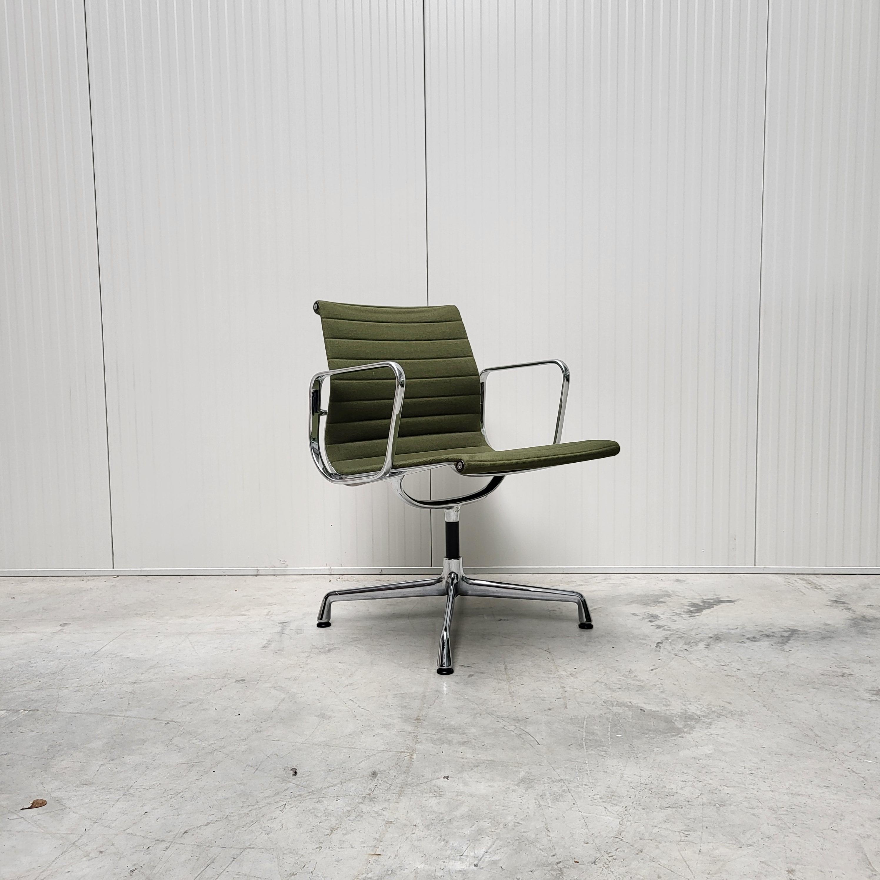 German 4x Vitra EA107 Office Chair by Charles Eames Olive Green Hopsak