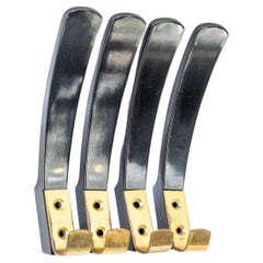 4x Wall Hooks 'Bakelite and Brass', Vienna, circa 1950s
