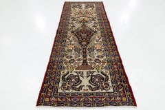 4x10 Antiker persischer Mashhad-Woll-Läufer - Lebensbaum-Design (ca. 1920er Jahre)