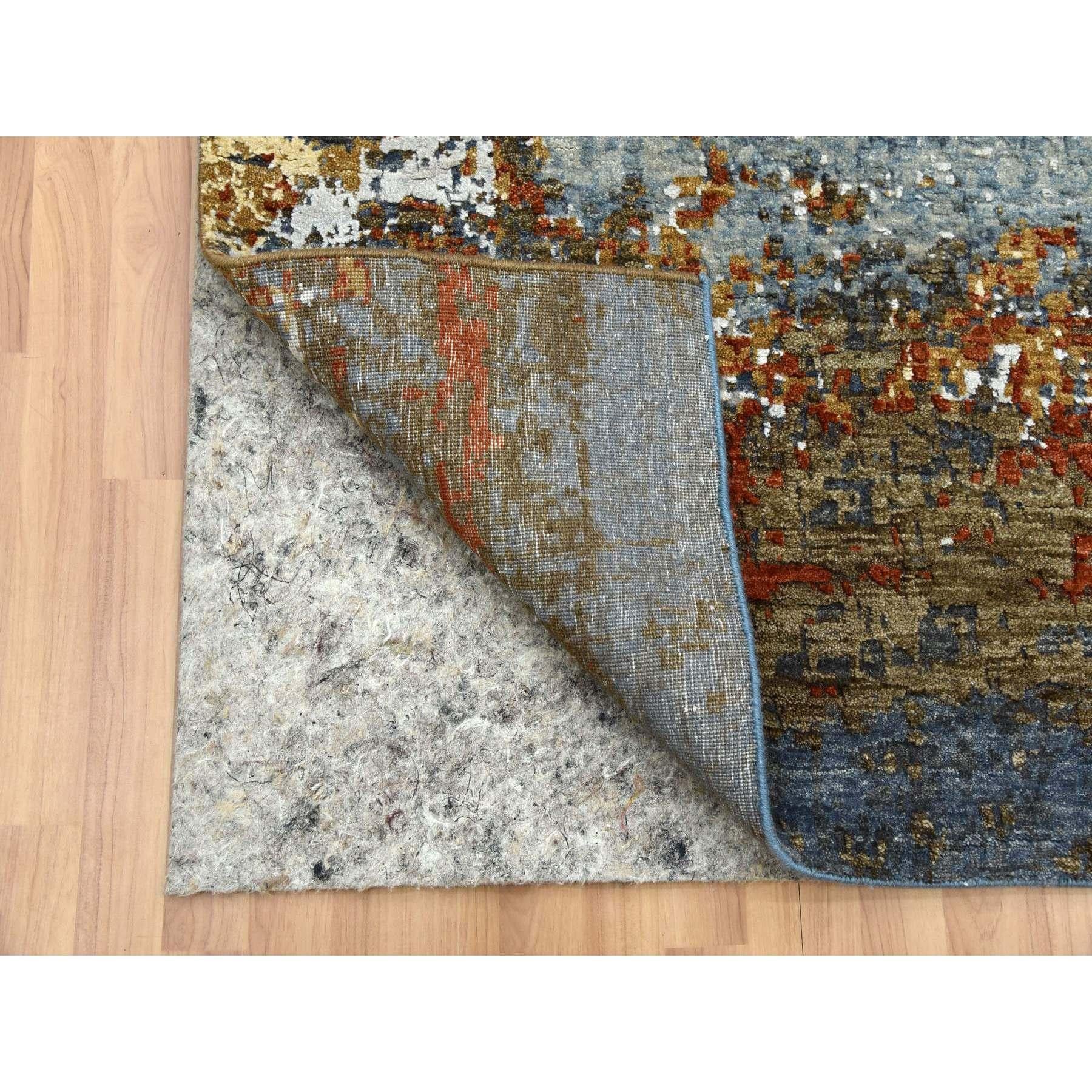 4'x10' Schwarz Koralle abstraktes Design natürliche Wolle handgeknüpft breite Läufer Teppich (Moderne) im Angebot