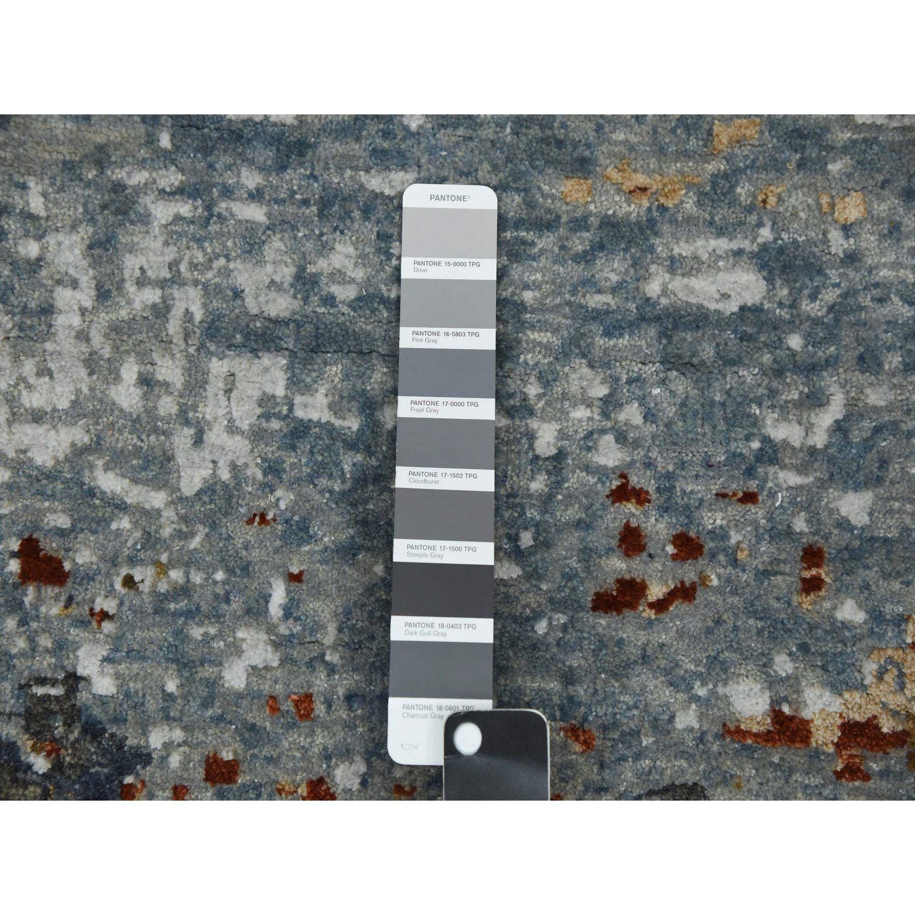 4'x10' Schwarz Koralle abstraktes Design natürliche Wolle handgeknüpft breite Läufer Teppich (Indisch) im Angebot