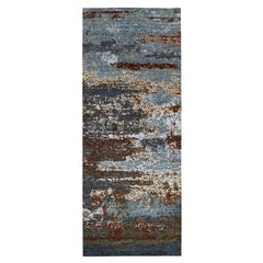 4'x10' Schwarz Koralle abstraktes Design natürliche Wolle handgeknüpft breite Läufer Teppich