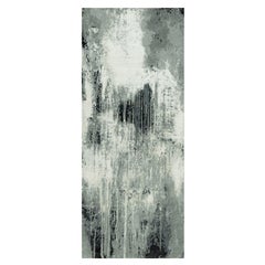 4'x10' Black Hand Knotted Abstract Design Wool Runner Rug