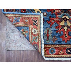 4'x10' Blue Heriz All Over Design Aryana Grade Hand Knotted Wool Runner Rug