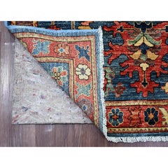 4'x10' Blue Heriz All Over Design Aryana Grade Hand Knotted Wool Runner Rug