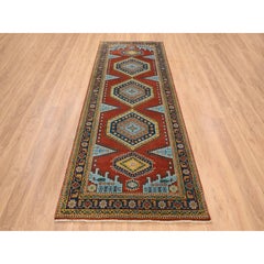 4'x10' Brick Red, Wool Hand Knotted, Persian Viss Design, Wide Runner Rug