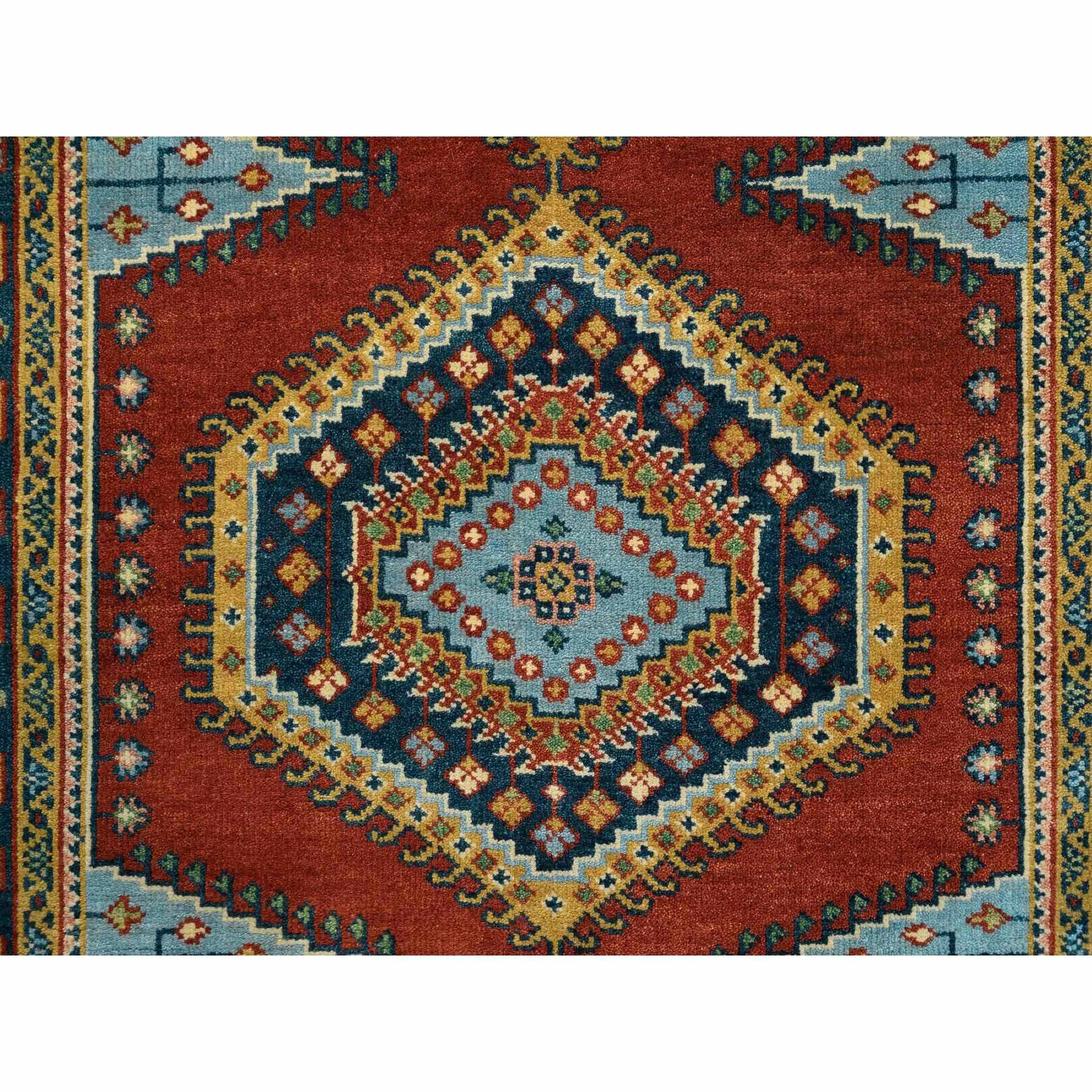 Annodato a mano 4'x10' rosso mattone, lana annodata a mano, disegno persiano Viss, ampio tappeto runner in vendita