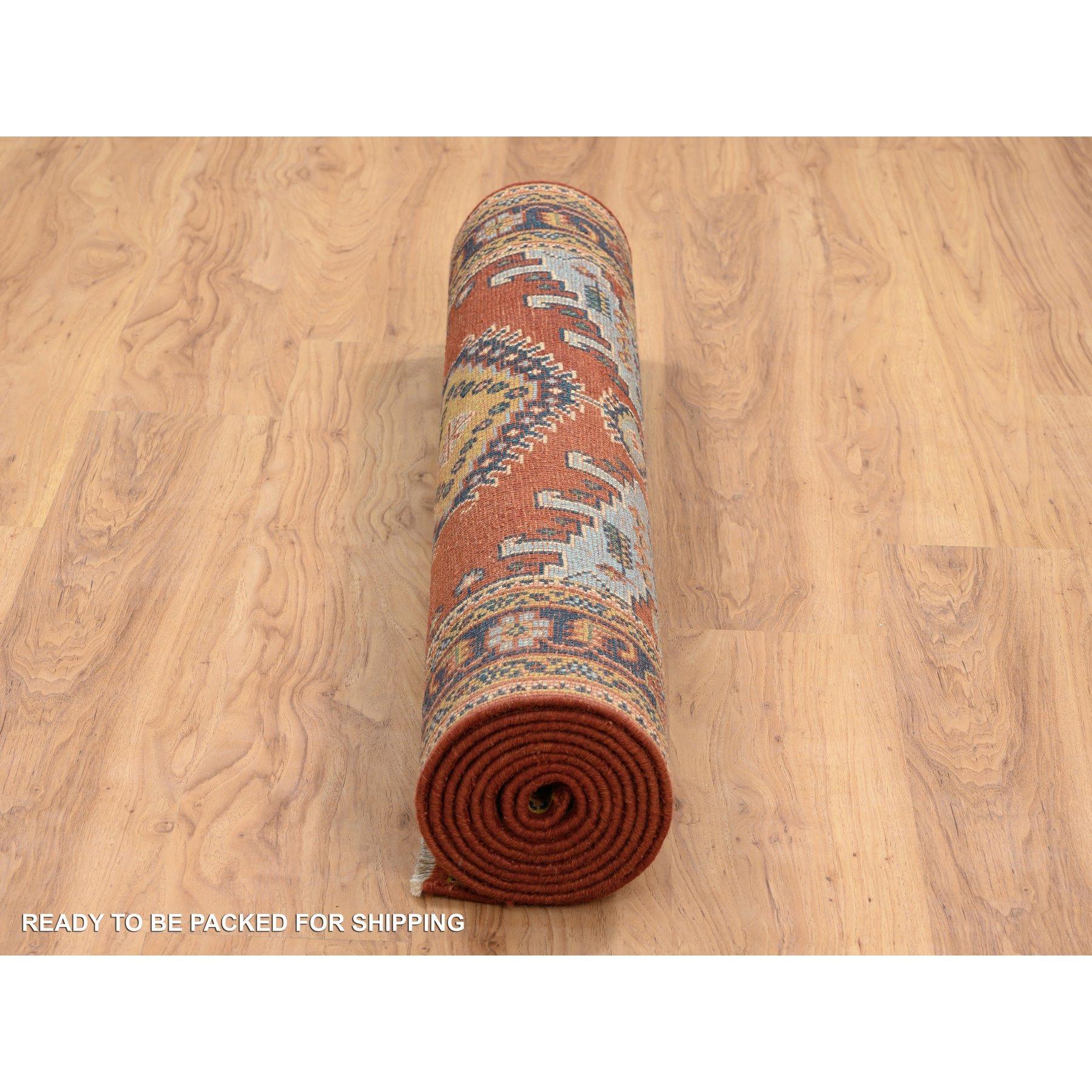 4'x10' rosso mattone, lana annodata a mano, disegno persiano Viss, ampio tappeto runner In condizioni Nuovo in vendita a Carlstadt, NJ