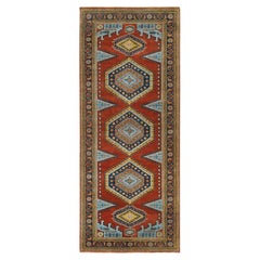 4'x10' rosso mattone, lana annodata a mano, disegno persiano Viss, ampio tappeto runner
