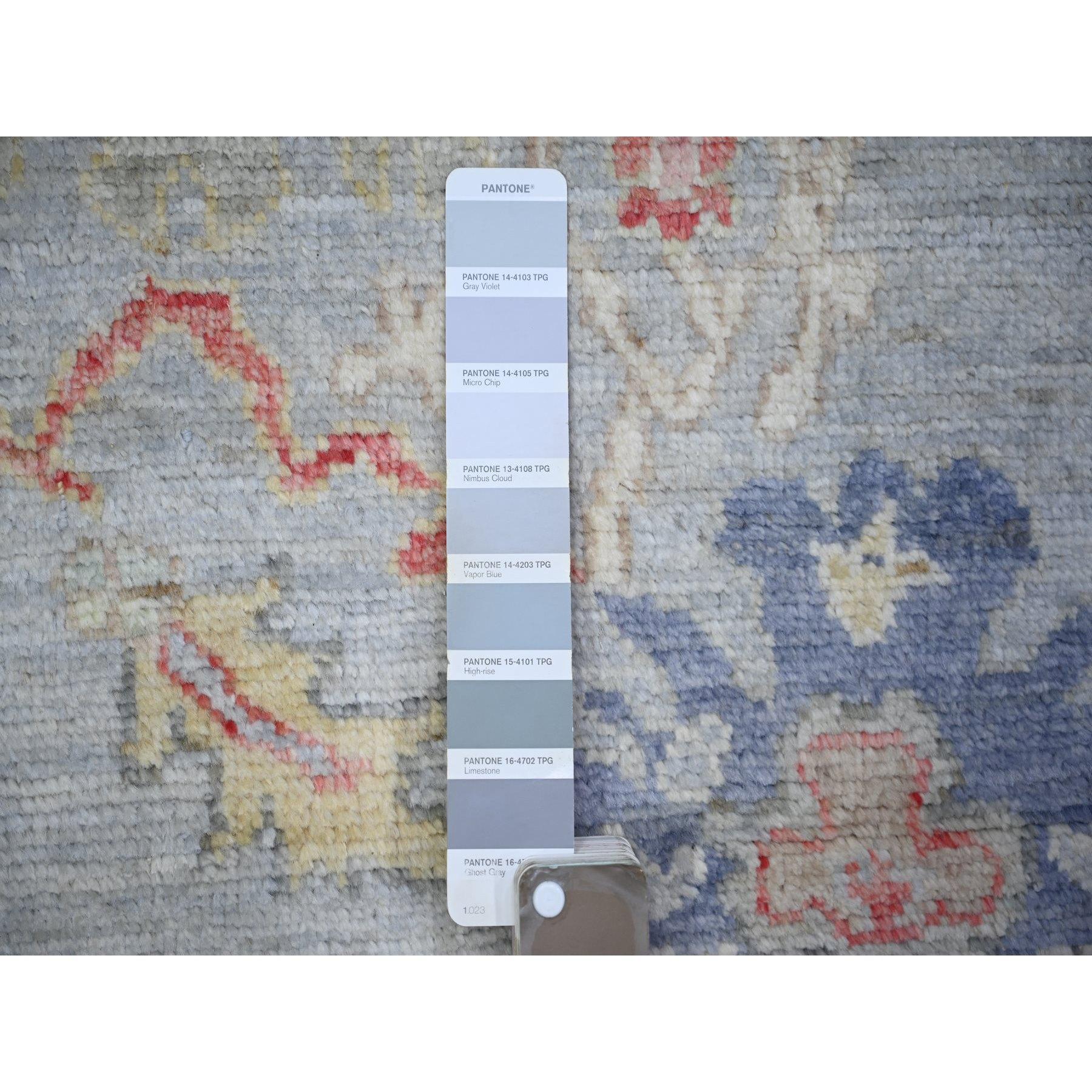 Afghano 4'x10' Grigio, Angora afgano Oushak, Tappeto Runner largo in pura lana annodato a mano in vendita