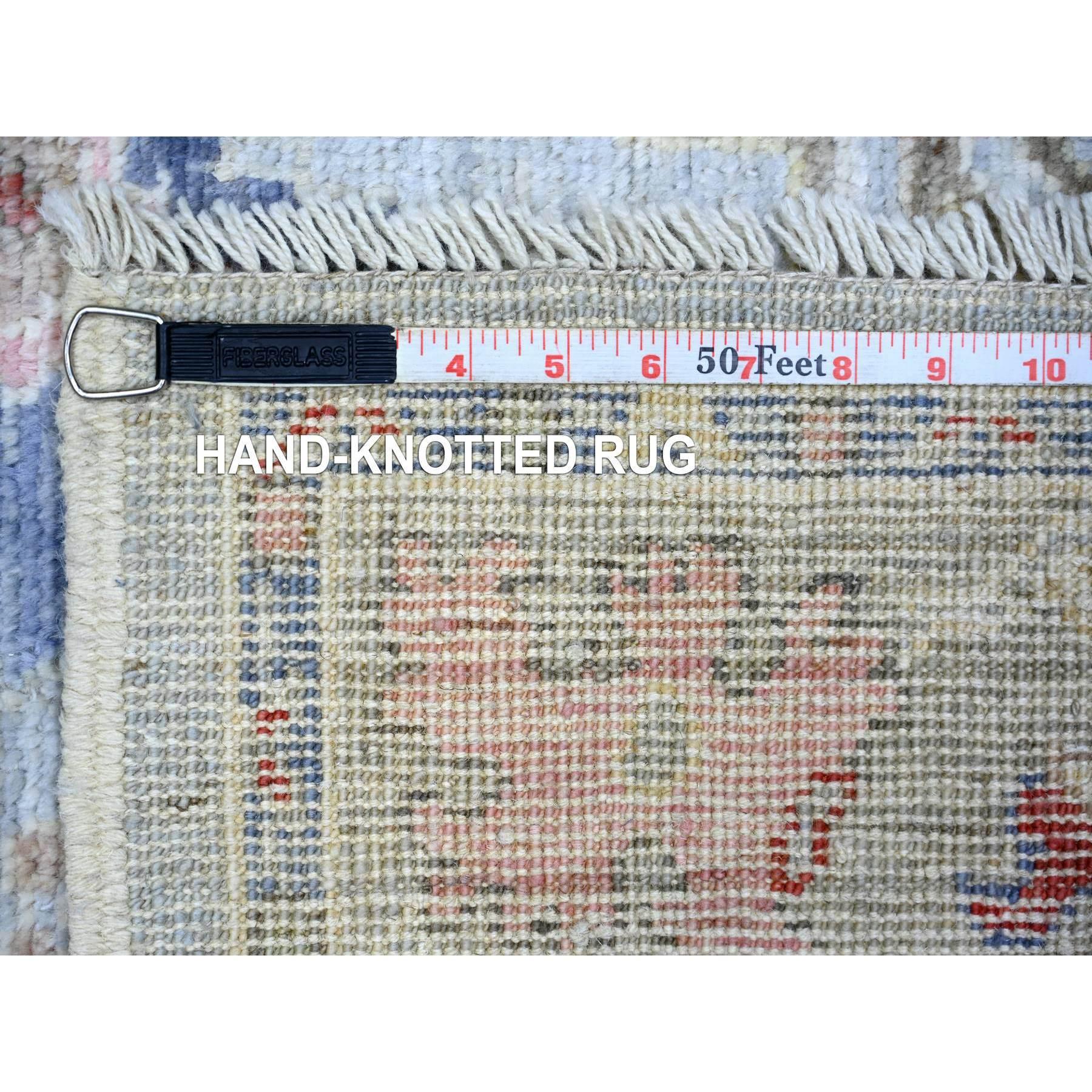 XXI secolo e contemporaneo 4'x10' Grigio, Angora afgano Oushak, Tappeto Runner largo in pura lana annodato a mano in vendita