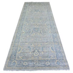 4'x10' Gris Finer Peshawar Laine douce nouée à la main Tapis d'Orient à larges coulisses