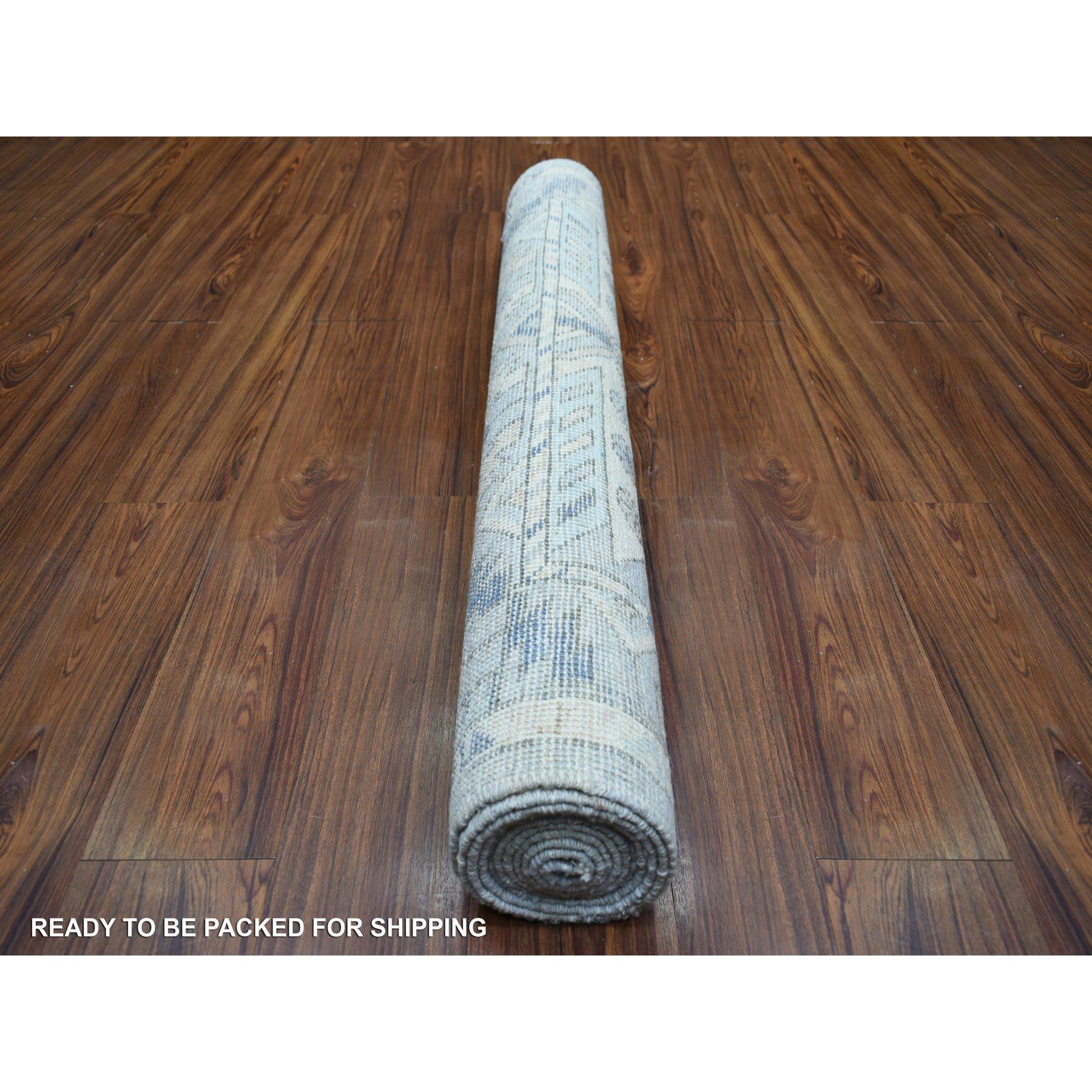 Afghan 4'x10' Gray Wool Hand Knotted Anatolian Village Inspired Wide Runner Rug For Sale